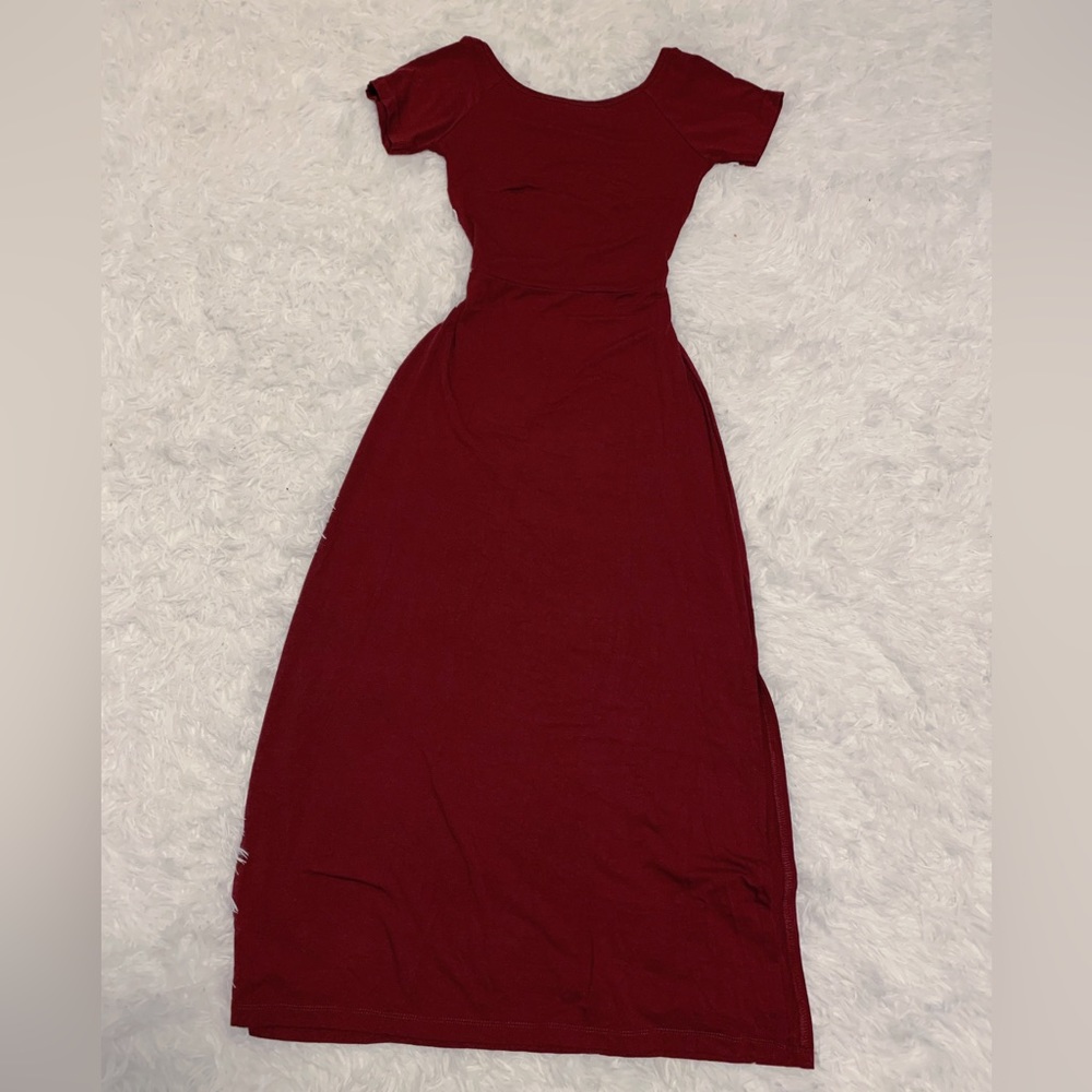 Deep Red Long T-Shirt Dress
